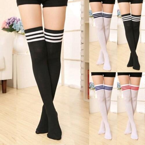 Winter Women Ladies High Hosiery Stockings Over The Knee Black White Blue Red Sexy Schoolgirl Stockings