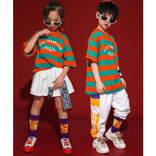 Child Dance Clothes Ballroom Hip Hop Costumes for Girls Boys T Shirt Skirt Pants Jazz Dancing Competition Costumes Stage Outfits