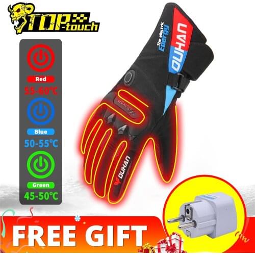 DUHAN Motorcycle Gloves Winter Waterproof Heated Guantes Moto Touch Screen Battery Powered Motorbike Racing Riding Gloves