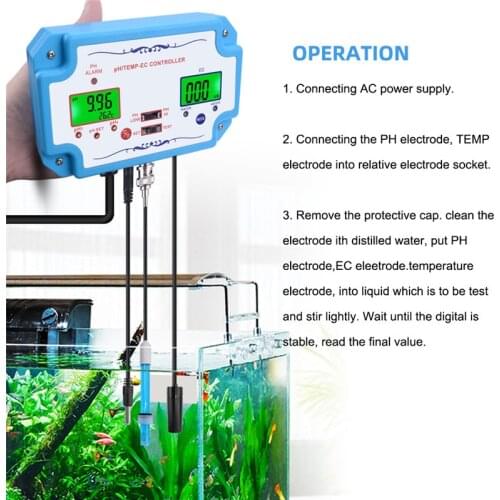 Hot Sale 3 in 1 pH/EC/TEMP Water Quality Detector pH Controller Relay Plug Repleaceable Electrode BNC Type Water Analyzer
