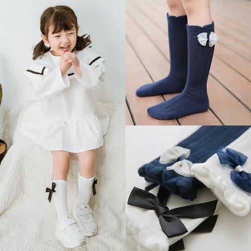 INPEPNOW 2019 School Kids Socks for Girls in School Socks for Children Socks Baby Cute Bow Mesh Cotton Knee Socks Girl WZ-CZX65