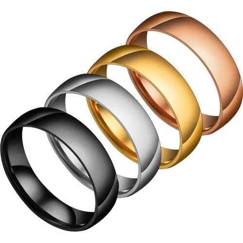 6mm Black Gold Silver Color Woman Ring Titanium Stainless Steel Mens Jewelry Couple Wedding Bands Classic Boyfriend Gift