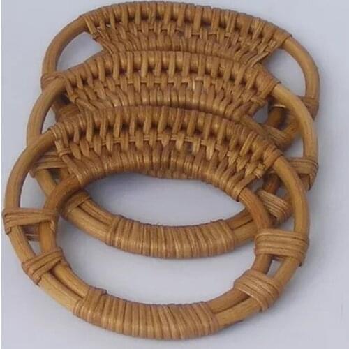 15*14CM Round Rattan Weave Handle Double Loop Rattan Weave Handle Black Rattan Weave Handle DIY Bag Handle