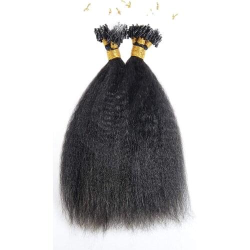 Kinky Straight Micro Loop Ring Hair Extensions Brazilian Remy Human Hair Micro Beads Coarse Straight 1g/s 100Strands