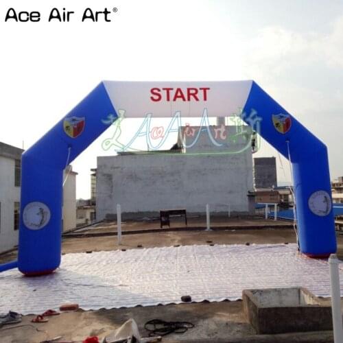 Blue white square inflatable arch,athletic sport gantry archway with prints for Triathlon by Ace Air Art