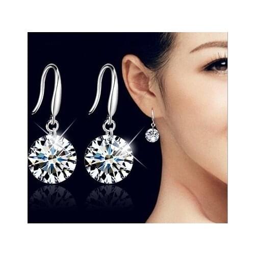 LEKANI Hot Fashion jewelry 925 silver Earrings Female Crystal New woman name earrings Twins micro set