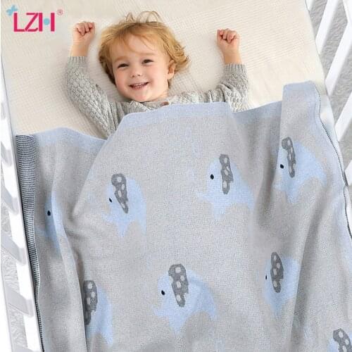 LZH 2020 Autumn New Pure Cotton Cartoon Printing Color Wide Edging Childrens Quilt Baby Wrap Bath Towel Cover Blanket 110*110CM