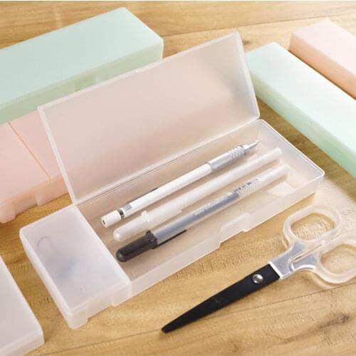 Frosted Translucent Pencil Case Non-toxic Simple Hard Plastic Pen Box Kids School Stationery Pencilcase Pencils Cases Gift