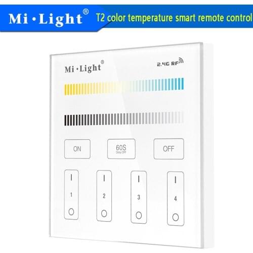 Milight T2 AC220V 4-Zone CCT Adjust Smart Panel Remote Controller color temperature and brightness for led strip light lamp bulb