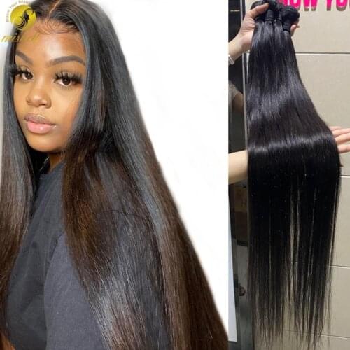 Mishell 28 30 36 40 inch Straight Hair Bundles 100% Natural Hair Extensions 3 4 Bundles Peruvian Hair Weave Bundles