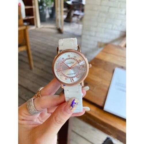 Fashion Womens Diamond Watches Stainless Steel Material Ceramic Strap Butterfly Clasp Quartz Watch Relogio Feminino