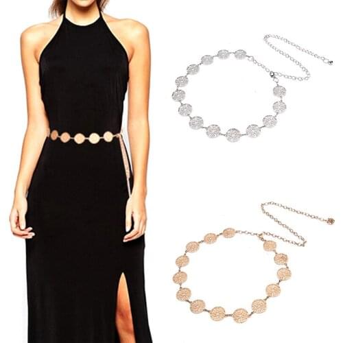 Fashion Metal Waist Chain Belt Gold Silver Buckle Body Chain Dress Belts New