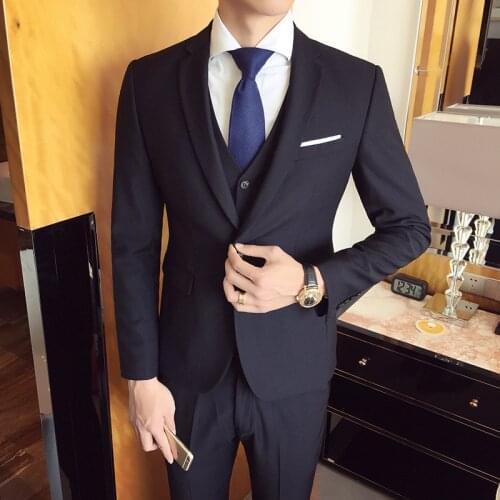 2019 Mens Suits New Fashion Suit Mens 3 piece Tuxedo Blazer Jacket+Vest+Pants Slim Professional Business Blazer Groom Wedding