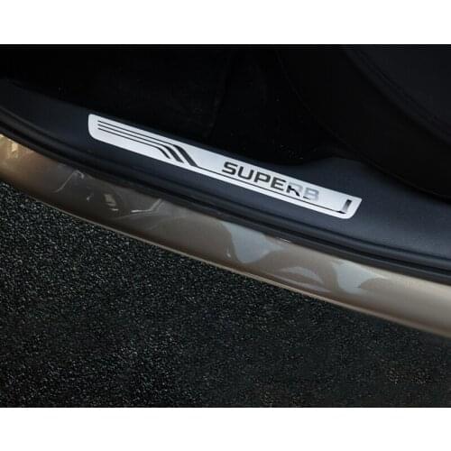 Car Door Sill Scuff Plate Threshold Strip Cover Welcome Pedal Trim Protector Sticker For Skoda Superb 3 2016-2020 Accessories