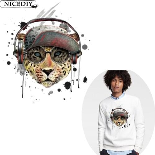 Nicediy Leopard Head Music Iron On Patches Stripes On Clothing Sticker Heat-Sensitive Patch Application Of a Heat Transfer Patch