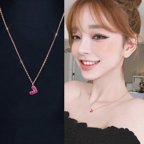 Sweet Heart Chokers Necklace Crystal Zircon Rose Gold Chain Necklace Jewelry for Women Party Gift Collana Bijoux Fashion Jewelry