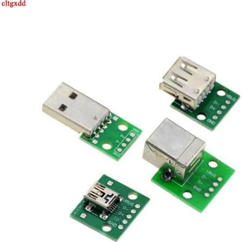 1pcs Micro Mini USB USB A Male USB 2.0 A Female USB B Connector Interface to 2.54mm DIP PCB Converter Adapter Breakout Board