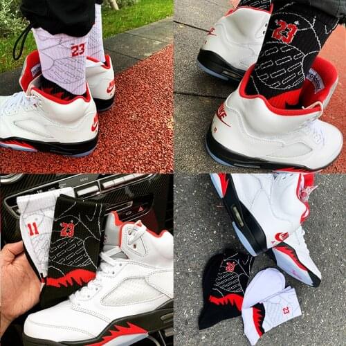 No23 Adult Crew Street Fashion Socks Hip Hop Joint Twenty Three Chicago LA Los Angeles Number 23 Elite Basketball Sport Star Sox