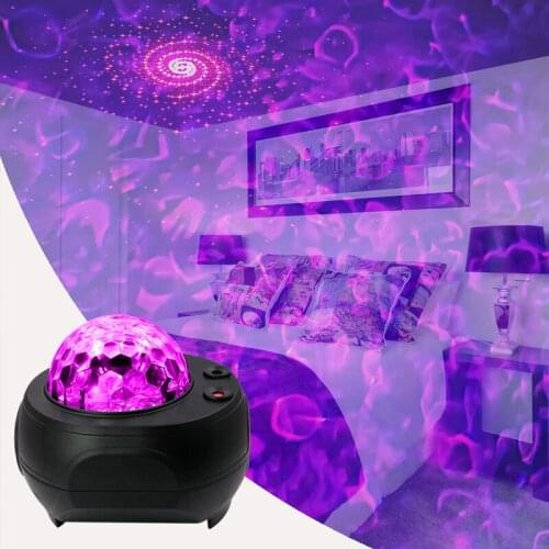 USB LED Star Night Light Music Starry Water Wave LED Projector Light Bluetooth Projector Sound-Activated Projector Light Decor