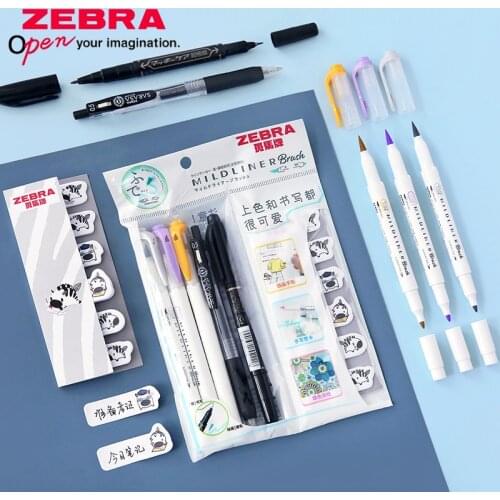 Japanese ZEBRA JJ15 gel pen students use WFT8 soft fluorescent marker pen soft tip black pen hand account illustration fill colo