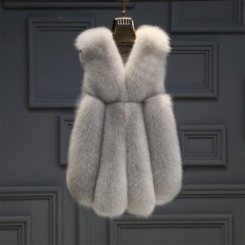 Women Clothes Autumn Winter New Real Fox Fur Vest Coats Korean Vintage Elegant Vests Fashion Coat Gilet Femme ZL527
