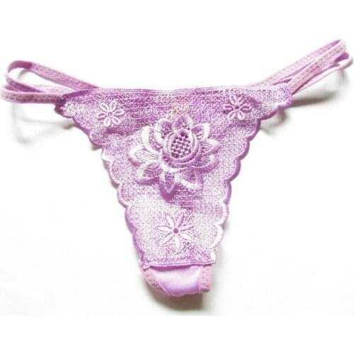 Women Sexy G-String Purple Pink Flower Lady Sweety Thongs Girl Panties Cheapest Underwear Candy Cherries Products