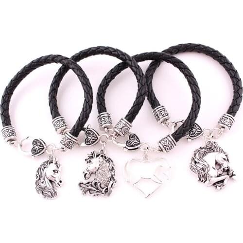 Women Men Bracelet Four Kinds Of Horse Shape Design Leather Chain Jewelry Bangle Zinc Alloy Provide Dropshipping