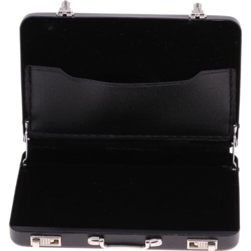 1/12 Dollhouse Miniature Travel Metal Code Suitcase Briefcase Travel Luggage Doll Accessory Home Decoration Black