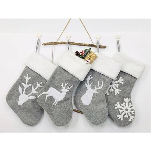 1PC Christmas Stockings Holder Tree Ornaments Deer Sacks Xmas Gift Bags Presents Children Decorations Wall Art Socks Stuffers