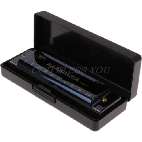10 Holes Key of C Blues Harmonica Musical Instrument Educational Toy with Case Drop Shipping