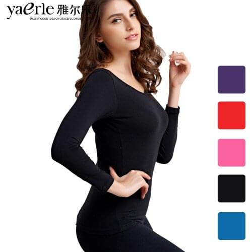 2019 Women Long Johns Cotton Lycra Winter Female A Set Of Thermal Underwear Suit Low Collar Plus Size Thermal Clothes Tmall