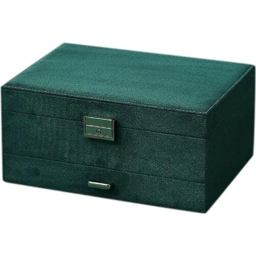 3-Layers Flannel Jewelry Organizer Gift Box Necklaces Earrings Display Makeup Case for Women Large Capacity with Lock