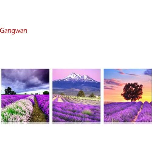 5d diy mosaic diamond embroiderylavender flowerdiamond painting Cross Stitch kit full Square round drill Rhinestone 3pcs decor