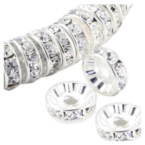 6mm 8mm 10mm 12mm 200pcs/lot white Clear mixed multicolor Czech glass Spacer Beads round Metal silver Plated DIY c4256 crystal