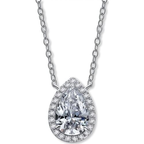 8x12MM Simulated Moissanite Diamo Cubic Zirconiat Water Drop Pendant Necklaces Wedding Solid Silver 925 Jewelry Birthday Gift