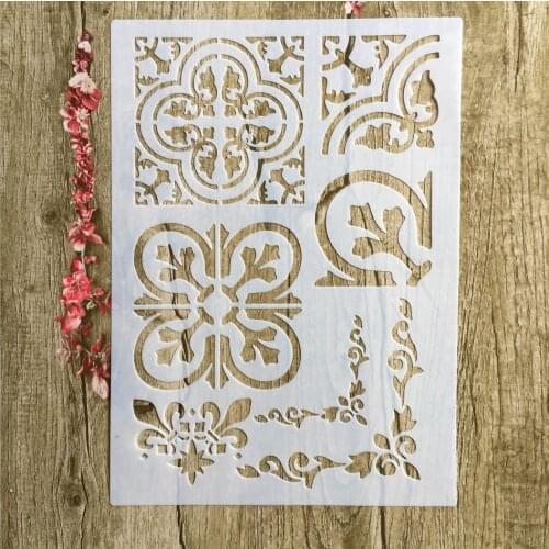 A4 29 * 21cm square Floral DIY Stencils Wall Painting Scrapbook Coloring Embossing Album Decorative Paper Card Template