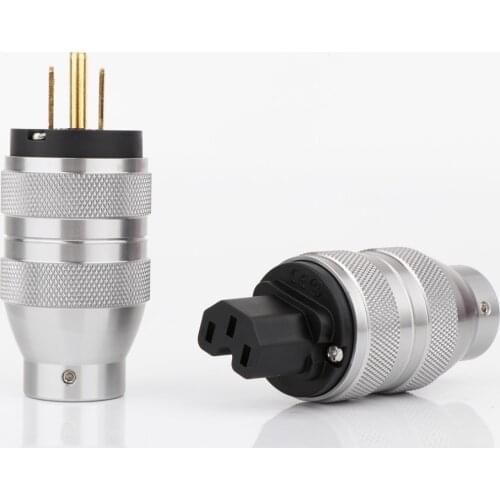 Hi-End Preffair Gold /Rhodium Plated US Power Plug IEC Audio Connector HiFi AC Power Cord Plugs For Audiophile DIY Mains Cable