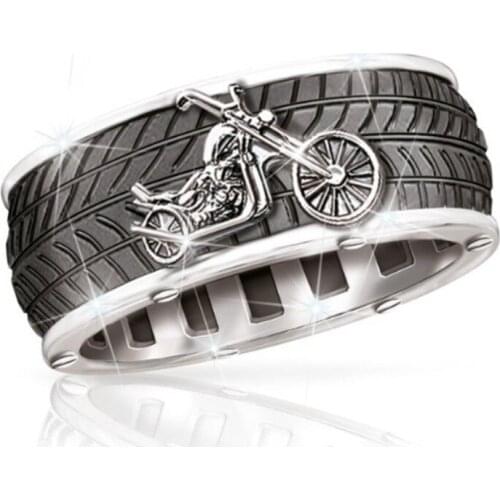 Fashion Personality Punk Style Car Tire Model Ring Motorcycle Mens Ring Hip Hop Party Jewelry Accessory Size Us7-13