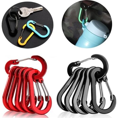 5PCS Aluminum Alloy Carabiner Multi-Use Booms Fishing Hook Outdoor Backpack Camping Climbing Keychain Lock Buckle Snap Clip