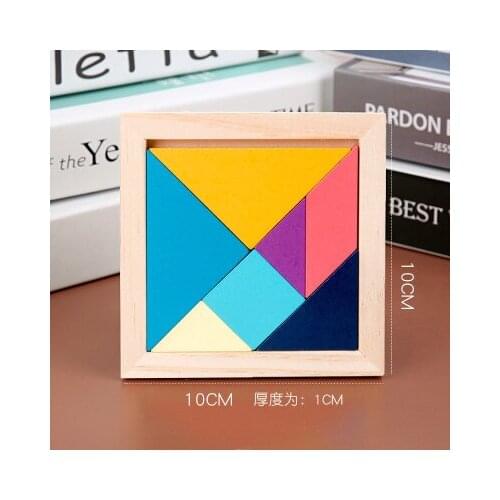 Colorful 3D Puzzle Wooden Tangram Math Toys Tetris Game Children Pre-school Magination Intellectual Educational Toy For Kids