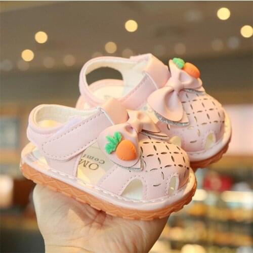 2021 hot Girls Shoes Baby Baotou Kick-proof Summer sandals Girls fashion Bow Sandals baby Soft bottom Non-slip Sandals size15-19