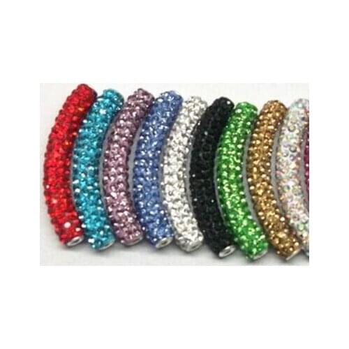 Best clay black wd343 mixed multi color long bending tube beads Wholesale DIY bead jewelry bracelet crystal