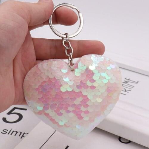 Cute Mini Glitter Sequins Heart Lovely Girl Kids Children Colorful Plush Toy Unique Sweet Pendant Gifts