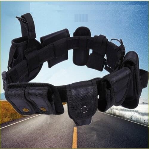 Multi-Functional Outdoor Tactical Belt Black Ten Piece Set Of Duty Pocket
