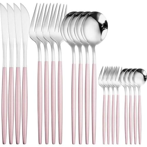 20pcs Gold Dinnerware Set 18/10 Stainless Steel Tableware Set Knife Fork Spoon Flatware Set Dishwasher Safe Cutlery Set