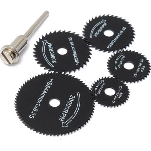 6pcs HSS Drill Saws Mini Circular Saw Blade For Woodworking Cutting For Rotary Tools Power Tools Metal Cutting Mandrel set