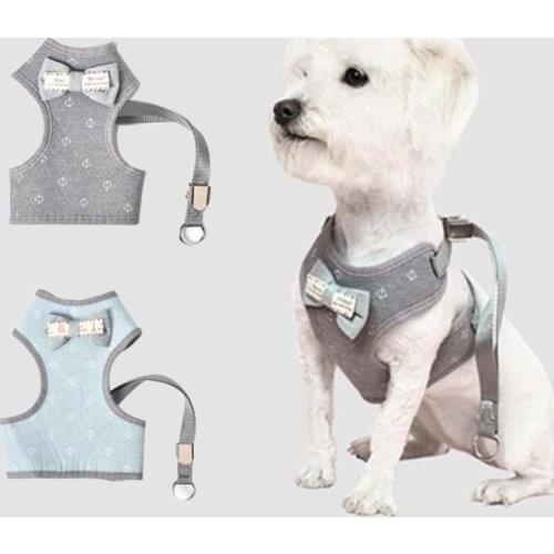 Pet Dog Cat Bow Chest Belt Breathable Adjustable Pet Vest Small Medium Cat Dog Teddy Chihuahua Bow Chest Strap Traction Rope