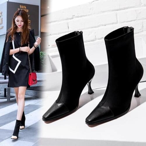 2020 autumn and winter new versatile thin and thin boots fine heel high heels short boots women fashion short tube boots X169