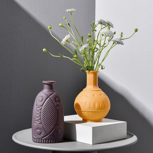 New Morandi Frosted Relief Vase Home Decoration Trend Ornaments Room Vase Decoration