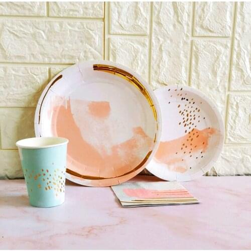 Disposable Plate Greaseproof Paper Plate Paper Cup Birthday Party Cake Plate Outdoor Picnic Barbecue Fruit Plate abc309